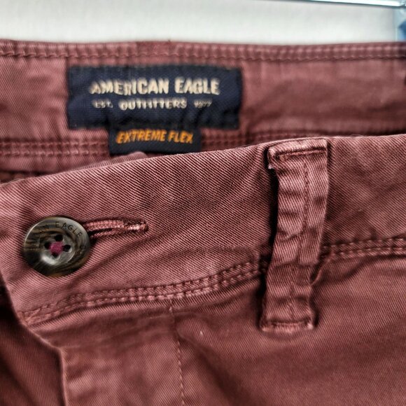 American Eagle Outfitters Mens Slim Straight Extreme Flex Maroon Pants 29x32 - Picture 2 of 10